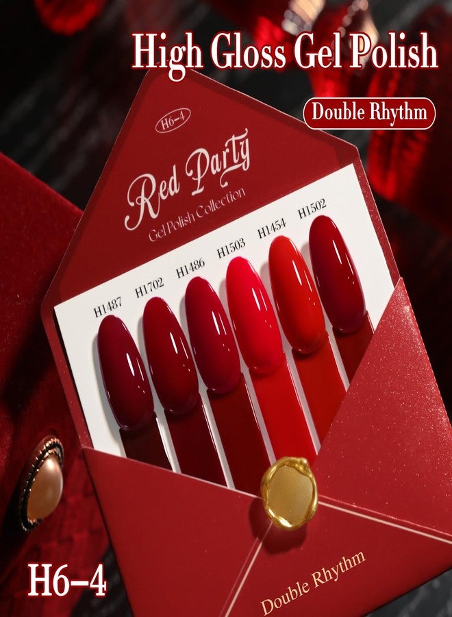 دابل ريذم مجموعة طلاء أظافر جل خالية من الهيم من دبل ريذم، 6 قطع، 0.50 أونصة، نفس اللون، نفس الزجاجة، طلاء أظافر جل طبيعي محايد قابل للإزالة، مجموعة طلاء أظافر جل حليبي طبيعي محايد، صالون تجميل الأظافر (أحمر كرزي لامع، عنابي - H6-4) - Image 5